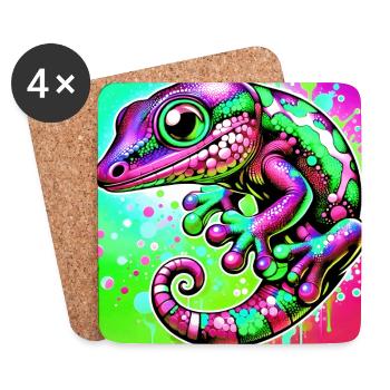 Gecko - Coasters (set of 4) - white - Front