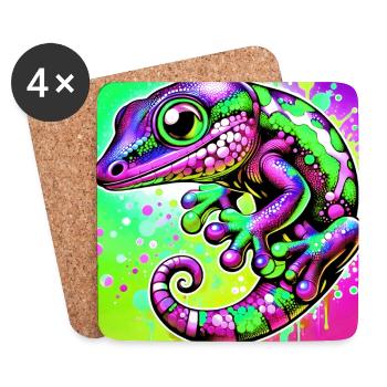 Gecko - Untersetzer (4er-Set) - Weiß - Vorne