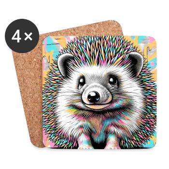 hedgehog - Coasters (set of 4) - white - Front