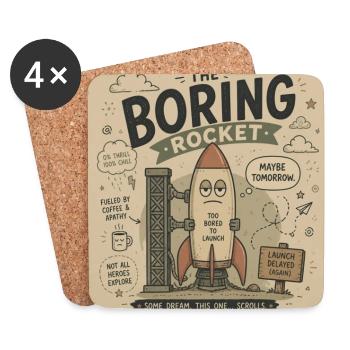 The Boring Rocket - Coasters (set of 4) - white - Front