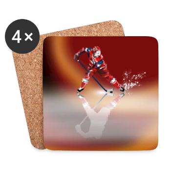 hockey - Dessous de verre (lot de 4) - blanc - Devant