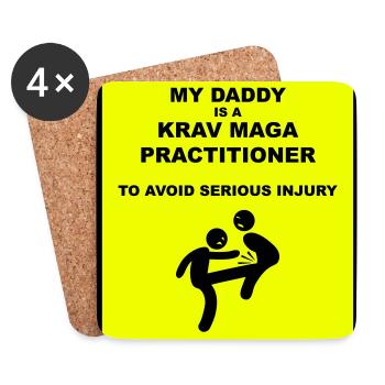 Warnung! Papa macht Krav Maga! - Untersetzer (4er-Set) - Weiß - Vorne
