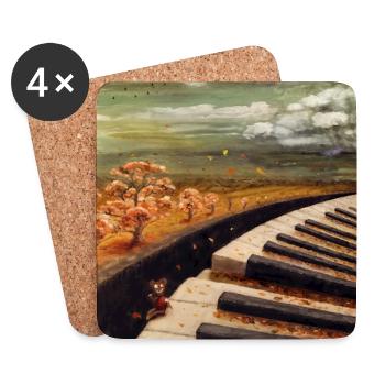 Herbstlicher Lebkuchenbär Klavierlandschaft - Untersetzer (4er-Set) - Weiß - Vorne