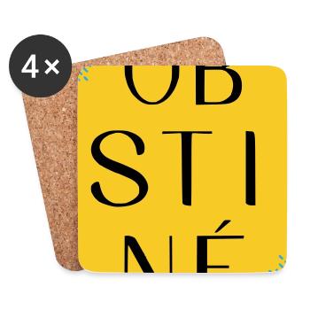 Stubborn in yellow contrast - Coasters (set of 4) - white - Front