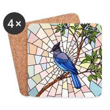 Steller's Jay in Glass - Coasters (set of 4) - white - Front