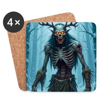 Wendigo, abgemagerter kannibalischer Dämon der Folklore - Untersetzer (4er-Set) - Weiß - Vorne