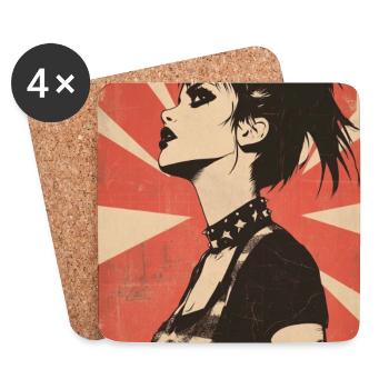 Coole Punk Frau unter roter Sonne - Untersetzer (4er-Set) - Weiß - Vorne