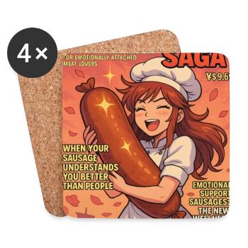 Wurst Saga fake Comic Magazin Köchin - Untersetzer (4er-Set) - Weiß - Vorne
