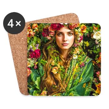 Frühlingsblüte Blumenkrone - Untersetzer (4er-Set) - Weiß - Vorne