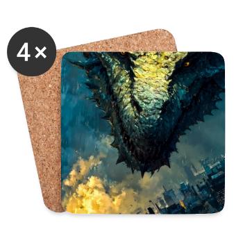 Stormbound Dragon Over City - Coasters (set of 4) - white - Front