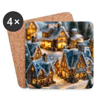 Cozy Snowy Village Winter Glow - Coasters (set of 4) - white - Front