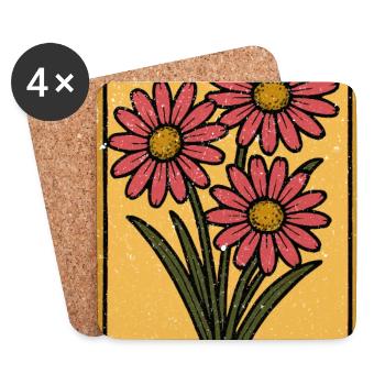 Daisy Trio Geblümter Rahmen - Untersetzer (4er-Set) - Weiß - Vorne
