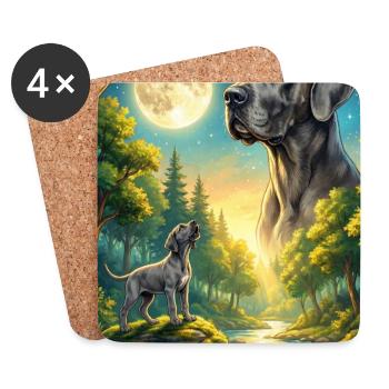 Hurler au chien mème de la Lune Grand Danois - Dessous de verre (lot de 4) - blanc - Devant