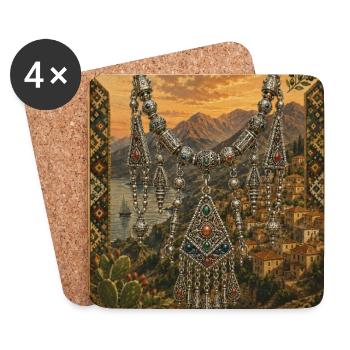 Bijoux Berbères sur Kabylie - Dessous de verre (lot de 4) - blanc - Devant