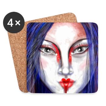 Farbkontrollierte Masken berührte Kunst - Untersetzer (4er-Set) - Weiß - Vorne