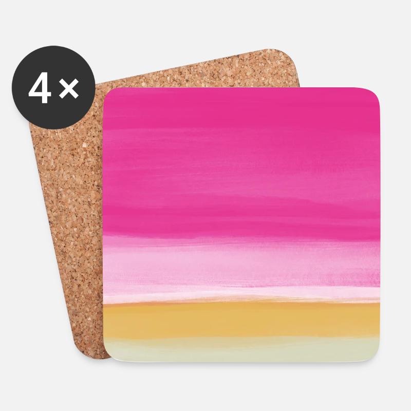 Line study pink yellow - Coasters (set of 4) - white