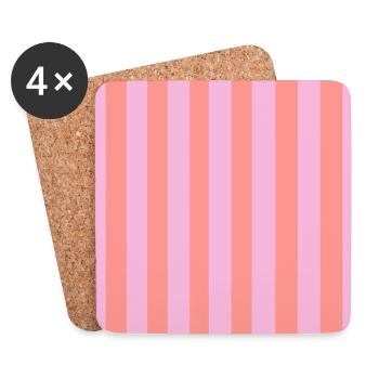 Bandes - Rose Rouge Personnalisable - Dessous de verre (lot de 4) - blanc - Devant