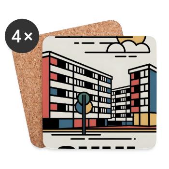 Suhl Thüringen Plattenbau - Untersetzer (4er-Set) - Weiß - Vorne