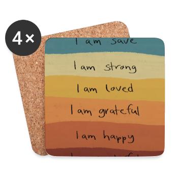 Affirmations arc-en-ciel - Dessous de verre (lot de 4) - blanc - Devant