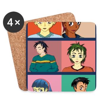 Portraits and facial expressions in anime style - Coasters (set of 4) - white - Front