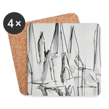 Black and White City Silhouette - Coasters (set of 4) - white - Front