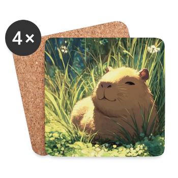 Sun hamster in the grass - Coasters (set of 4) - white - Front