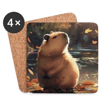 Autumn marmot in reflection - Coasters (set of 4) - white - Front