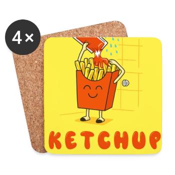 Ketchup ist mein Duschgel - Untersetzer (4er-Set) - Weiß - Vorne