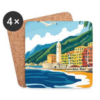 Discover Charming Camogli in Italy - Coasters (set of 4) - white - Front