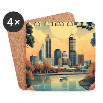 Explore City by the Swan River Perth in Australia - Coasters (set of 4) - white - Front