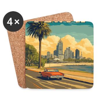 Experience City by the Swan River Perth Australia - Coasters (set of 4) - white - Front