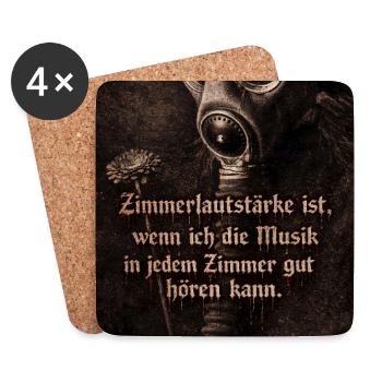 Gasmaske und Blume mit Spruch - Untersetzer (4er-Set) - Weiß - Vorne