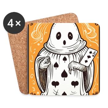Tarot Karte Geist mit Pik Ass Karte - Untersetzer (4er-Set) - Weiß - Vorne