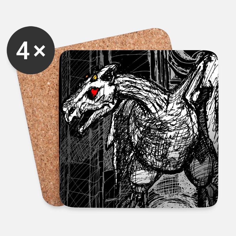 Der Gargoyle - Untersetzer (4er-Set) - Weiß