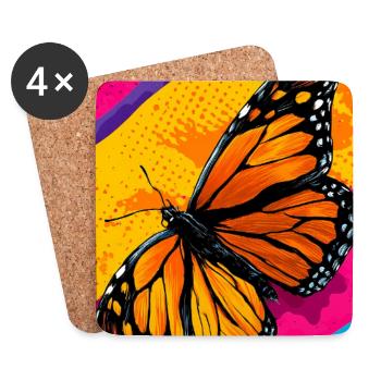 papillon - Dessous de verre (lot de 4) - blanc - Devant