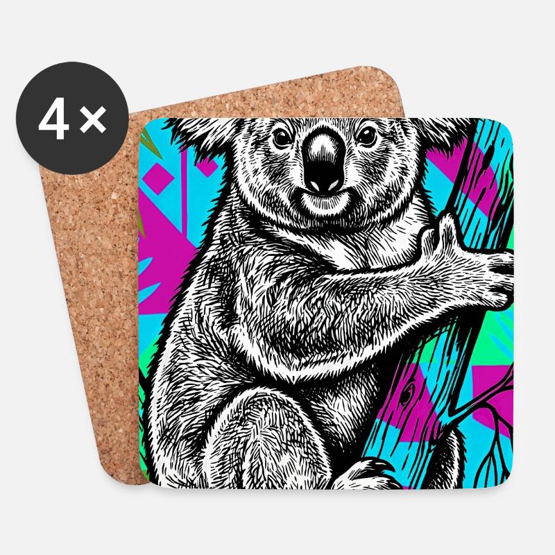 Koala - Dessous de verre (lot de 4) - blanc