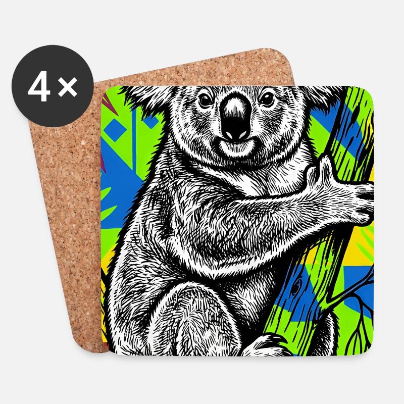 Koala - Dessous de verre (lot de 4) - blanc