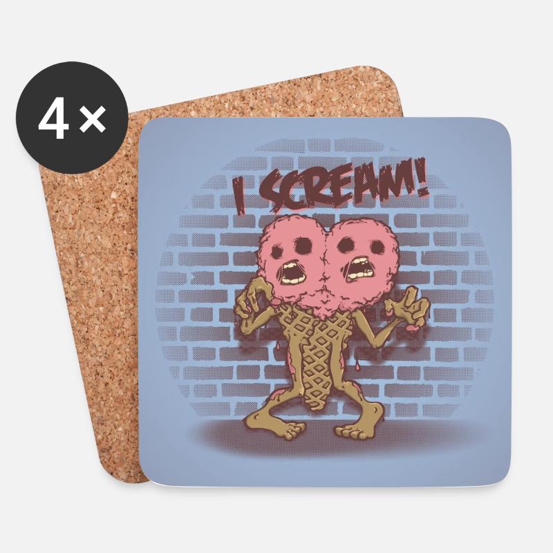 I scream Poster - Untersetzer (4er-Set) - Weiß