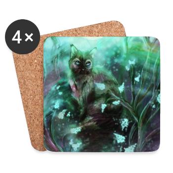 Chat de la forêt dans la forêt magique - Dessous de verre (lot de 4) - blanc - Devant