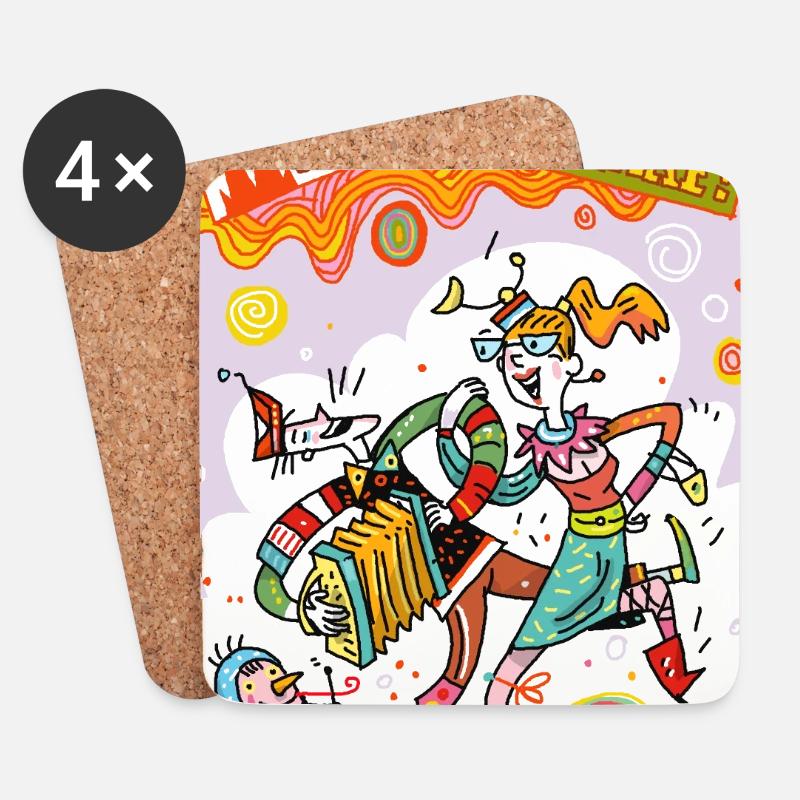 Festival des couleurs du Carnaval de Cologne Alaaf - Dessous de verre (lot de 4) - blanc