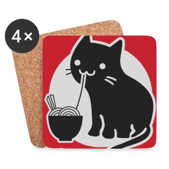 Neko schwarze Liebe Ramen - Untersetzer (4er-Set) - Weiß - Vorne
