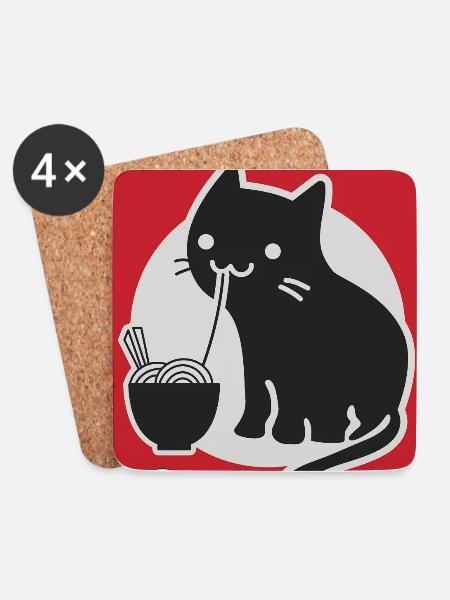 neko black love ramen - Coasters (set of 4) - white