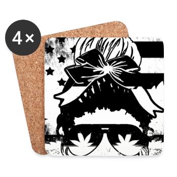 Chanvre Femme Lunettes Drapeau Américain - Dessous de verre (lot de 4) - blanc - Devant