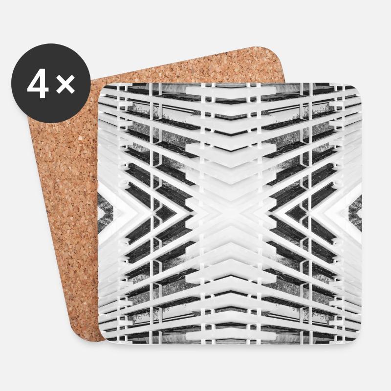 Abstraktes Holz V.2 - Untersetzer (4er-Set) - Weiß