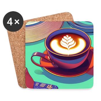 Kaffee, Kaffeebohnen - Untersetzer (4er-Set) - Weiß - Vorne