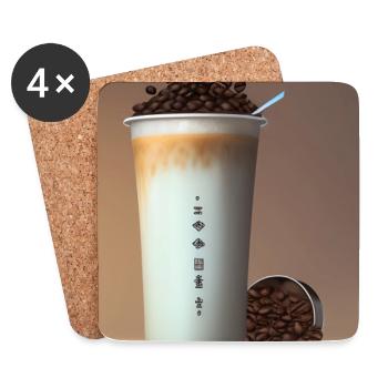 Kaffee, Kaffeebohnen - Untersetzer (4er-Set) - Weiß - Vorne