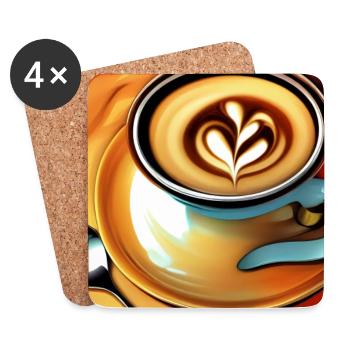 Kaffee, Kaffeebohnen - Untersetzer (4er-Set) - Weiß - Vorne
