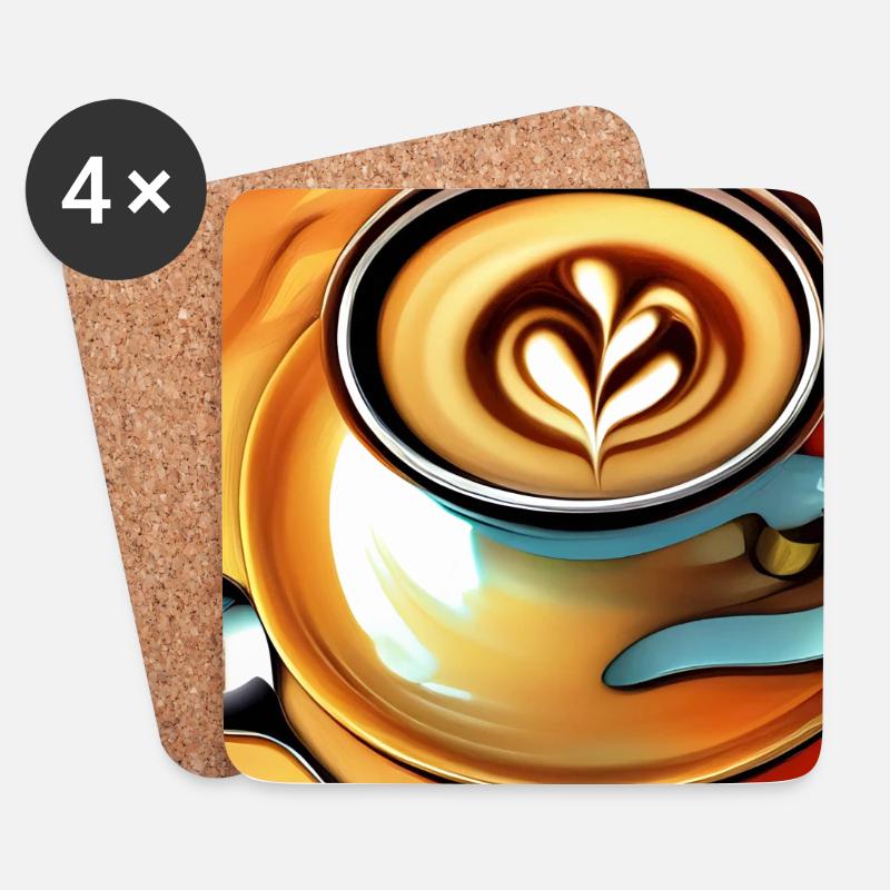 Kaffee, Kaffeebohnen - Untersetzer (4er-Set) - Weiß
