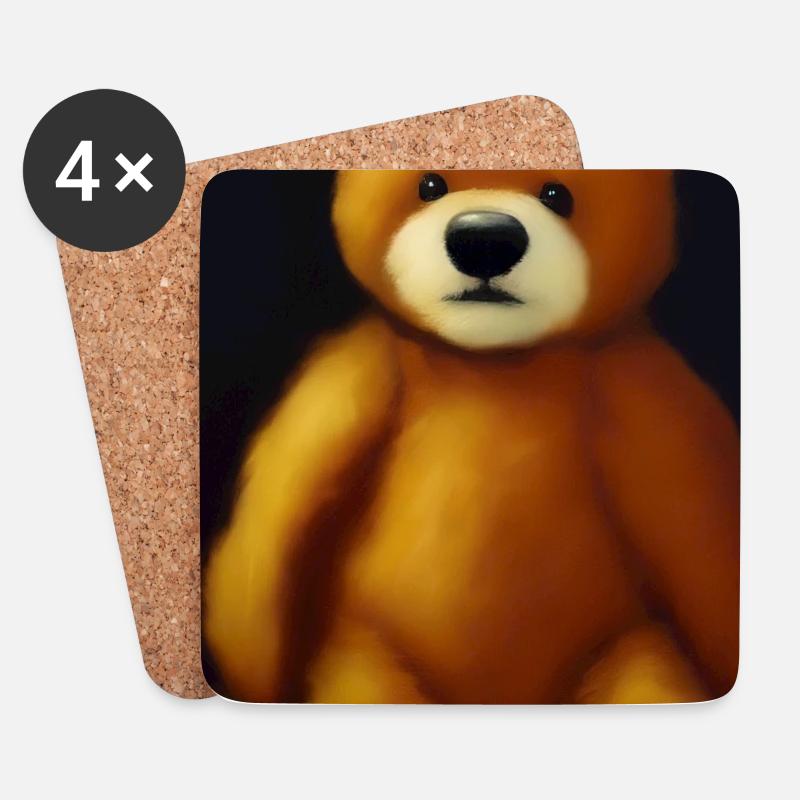 Teddybär - Untersetzer (4er-Set) - Weiß