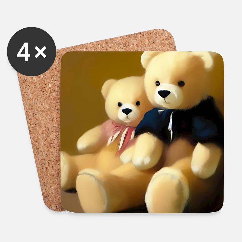 Teddybär - Untersetzer (4er-Set) - Weiß